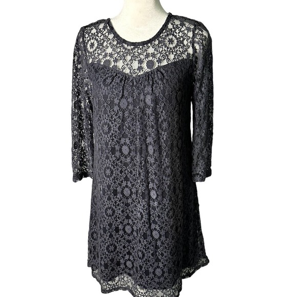 Monteau Los Angeles Navy Blue Lace Overlay Dress - Size Small - Picture 1 of 6
